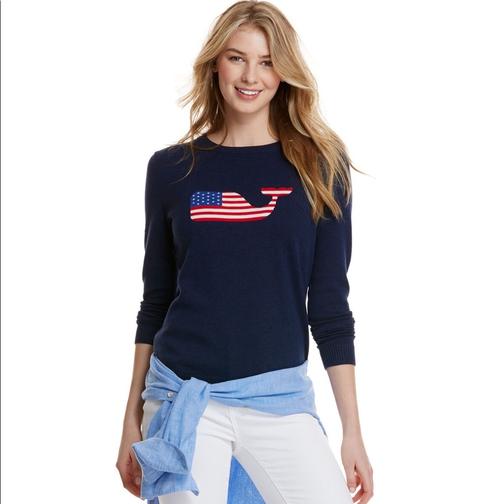 Vineyard Vines 🇺🇸 American Flag Whale Sweater